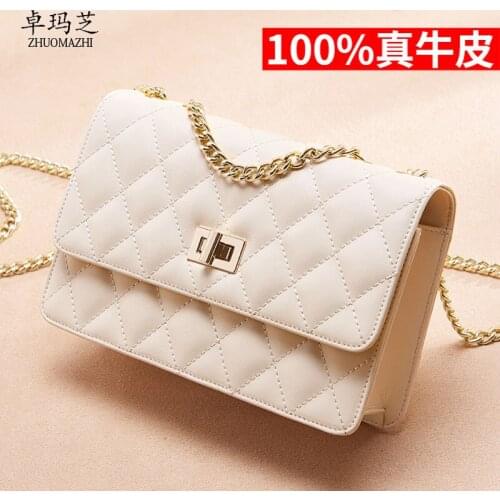 Leather bag girl 2021 new fashion slanted bag spring and summer explosion chain bag hundred womens bag