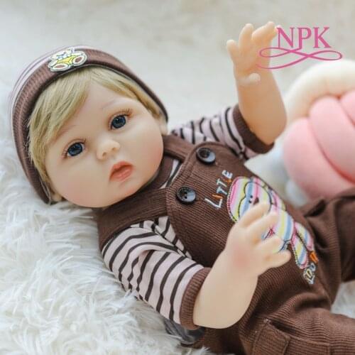 NPK 47CM full body soft silicone bebe dolll reborn baby boy doll Premie size lifelike soft touch waterproof bath toy