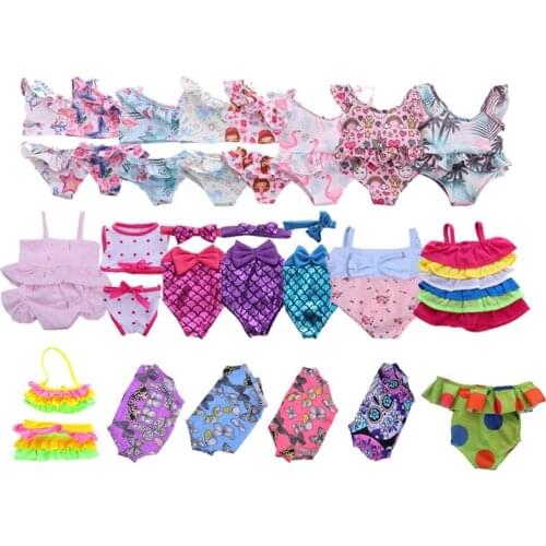 Doll Clothes Doll 15 Pcs Swimsuit Different Styles For 18 Inch American Doll & 43 Cm Born Doll Accessories For Generation Girl