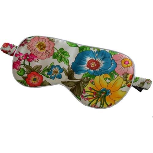100% Pure Silk Sleep Eye Mask Both Sides Floral Pattern Silk Eyeshade Super Smooth Eye Cover Travel Relax Aid Multicolor