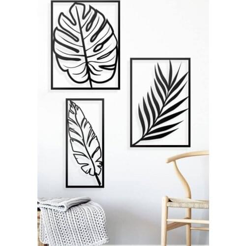 3 pieces Leaves Metal Wall Decor Art Decor 3D Metal Sculpture Home Decor Office Decor Stylish Bracket Hanger