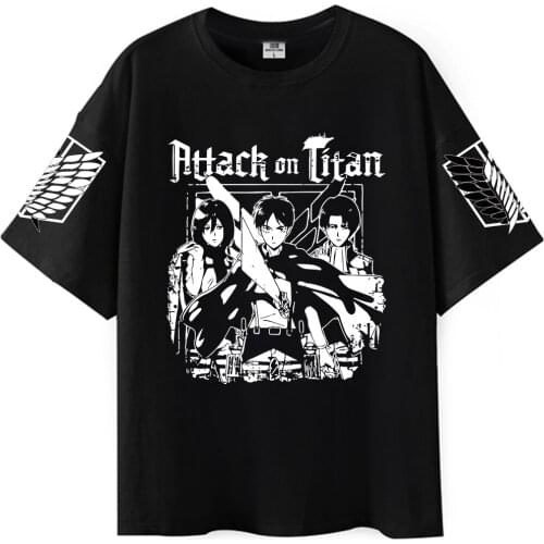 New Fashion Attack on Titan AOT T-Shirt Men Cotton T Shirt Anime Ackerman Levi Clothes Anime Tops Tees