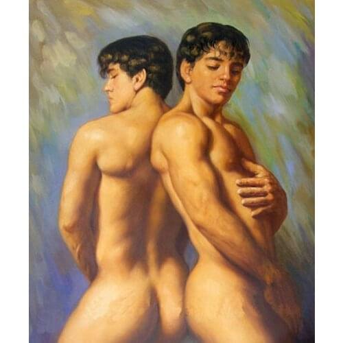 Superb Sexys Muscle LGBT Interest Gay Man Lover Male Wedding Decor Oil Painting