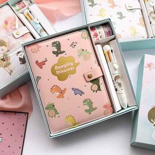 New Cartoon Creative Hand Ledger Set Notebook Cute College Student Gift Box notepad Magnetic Buckle Diary Teachers Day Gift
