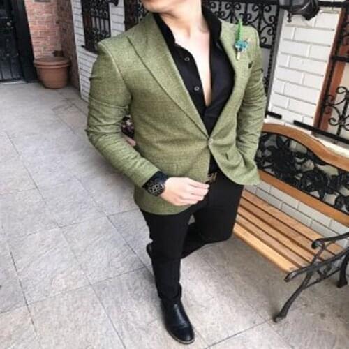 New Green Suit Mens 2020 Fall Wedding Suits Custom Made Slim Fit Business Male Suit Groom Tuxedos 2 Piece Set (Jacket+Pants)