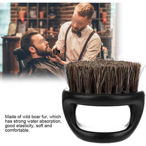 Pro Hairdresser Dust Brush Anti Static Boar Bristle Ring Beard Comb Salon Hair Sweep Brushes Shaving Facial Mens Mustache Brush