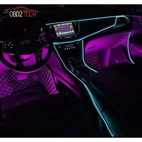 5m EL Wire Car Interior Atmosphere Ambient Light String Strip Rope Tube Neon Light Glow Flat Edge Car Auto LED Ambient Light