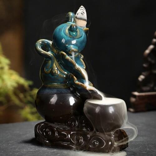 Five Blessings Backflow Incense Burner Reflux Waterfall Incense Holders Buddhist Supplies Home Decor Christmas Gifts Dropship
