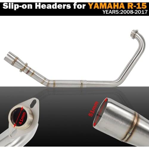 R15 51mm Motorcycle Exhaust Muffler Headers Front Down Pipe Stainless Steel Escape Moto Elbow for YAMAHA YZF R15 MT15 2008-2016