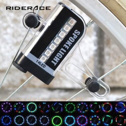 Colorful 14 LED Tire Spoke Light 30 Patterns Double Display Bike Wheel Valve Flash Lamp Night Cycling Lighting Accessorie RR7370