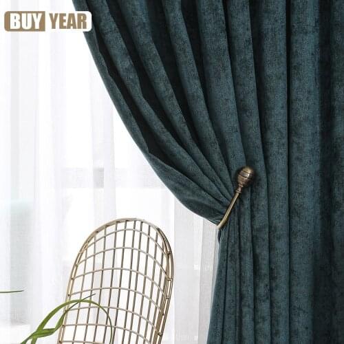 Luxury Thick Velvet Curtains For Living Room Simple Solid Blackout Window Curtain for Bedroom High-grade Fabric Decorate Panels