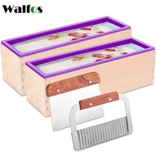 WALFOS 1200g Silicone Soap Mould Rectangular Toast Loaf Mold Handmade Form Soap Making Tool Supplies Wooden Box Cake Decorating