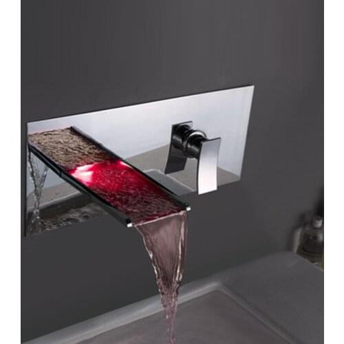 Concealed copper LED falls wall tap faucet