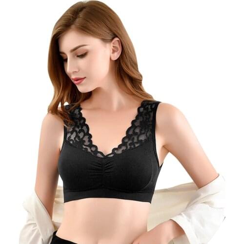 25# Unadjustable Sports Womens Underwear Lace Extra-elastic Breathable Trim Bra Lingerie Tube Tops Net Yarn Bustier Tube Tops
