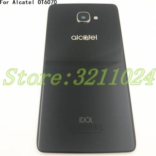 Good quality Glass Battery Cover For Alcatel One Touch IDOL OT6070 6070K 6070Y 6070 Rear Housing Back Case+Camera Lens