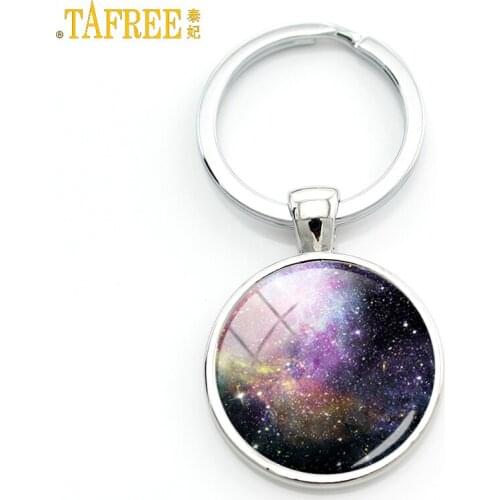 TAFREE 2017 new fashion Galaxy keychain men women universe outer space nebula charms pendant key chain ring holder jewelry MO55
