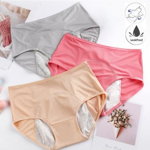Panties for Menstruation Cotton Menstrual Panties Plus Size Culottes Menstruelles Femme Mid Waist Bragas Menstruales Underwear