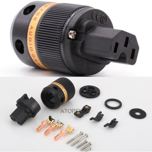 VIBORG Silver/Gold/Rhodium Plated 99.998% Pure Red Copper IEC Female Plug Connector for HiFi Audio Power Cable DIY VF501