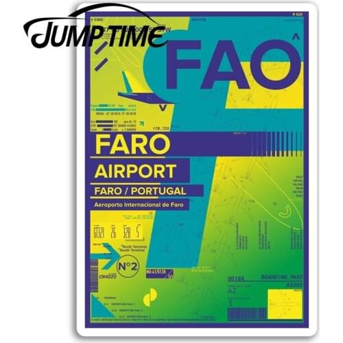 Jump Time for FAO Faro Airport Vinyl Stickers Portugal Travel Sticker Laptop Car Bumper Decal Waterproof Car Accessories