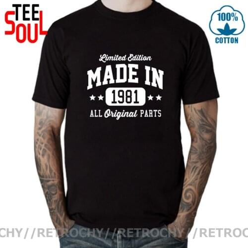 Retrochy Born in 1981 T-shirt Vintage Made In 1981 Limited Edition All Original Parts T shirt Birthday Gift Clothing Sweatshirts