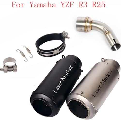 Motorcycle Exhaust System Middle Link Tube Connector Section Muffler Escape Pipe Tip Silencer for Yamaha YZF R3 R25