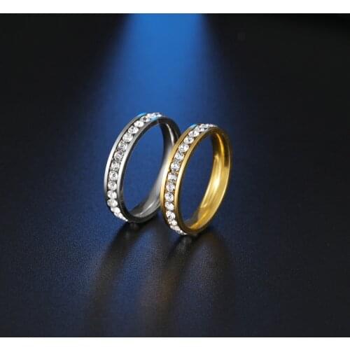 Womens Jewelry Micro Pave Cz Zircon Crystal Wedding Band Eternity Stacking Ring Fashion 4mm Gold Color Anniversary Band