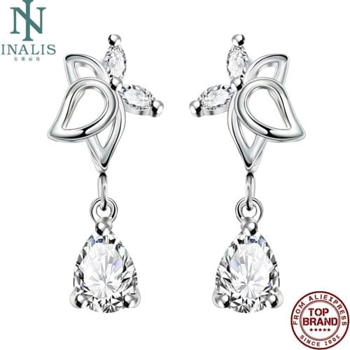 INALIS Butterfly Earrings For Women Inlay Clear Zircon Female Drop Earring Elegant Fit Wedding Engagement Fashion Jewelry Gifts