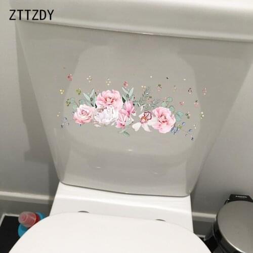 ZTTZDY 23*9.5CM Cartoon Beautiful Hand Drawn Flower Toilet Sticker Bedroom Wall Decor Decal T2-0487