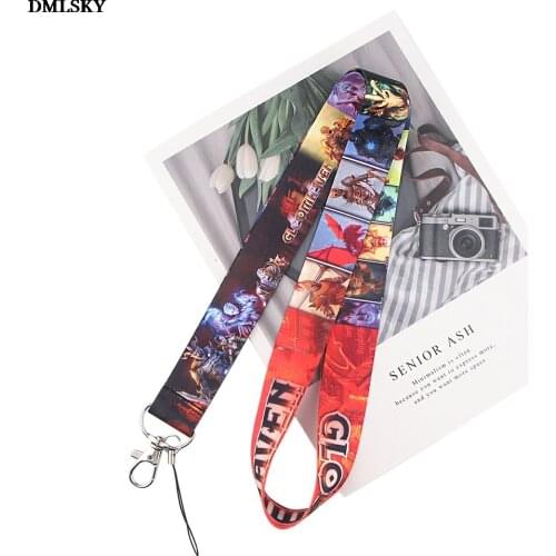 24pcs/lot M4704 DMLSKY Cartoon Game Strap Necklace for keys Lanyard for ID Card Pass Gym Mobile Phone USB badge