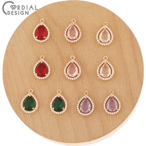 Cordial Design 40Pcs 12*17MM Jewelry Accessories/CZ Charms/Connectors/DIY Making/Hand Made/Crystal Pendant/Earring Findings