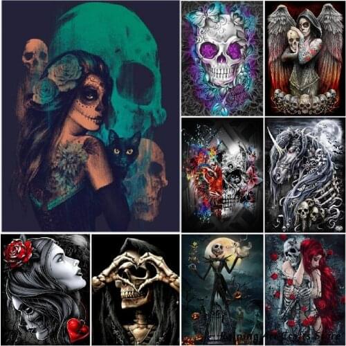 Full Square Round Drill 5D Diy Diamond Painting Flower Skull Embroidery Cross Stitch Rhinestone Mosaic Pictures Home Decor Gift