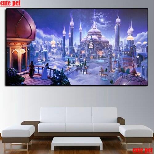 Diy Diamond Painting Fantasy castle prince princess Diamond Embroidery Full square round drill Diamond Mosaic kits decor large