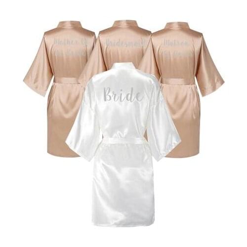 Champagne Gown Satin Silk bride robe Wedding Robe Bride Bridesmaid Dressing Gown bridesmaid white robes