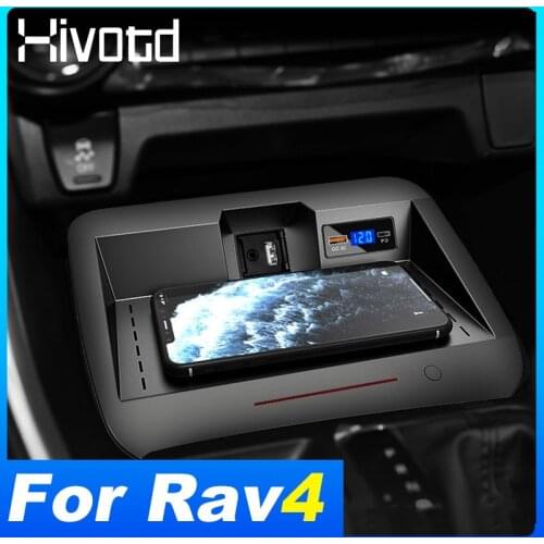 Car QI Wireless Charger For Toyota Rav4 2021 2020 2019 Phone Fast Charging Pad Car Chargers Receiver Interior Accessories