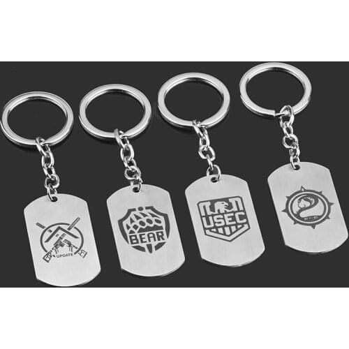 Game Escape From Tarkov Stainless Steel Keychain Women and Men BEAR USEC Car Metal Keyring Jewelry Gift