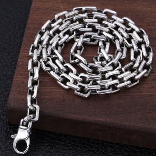 7mm 925 Sterling Silver mens hiphop Classic link Box chain necklace Gift Jewelry A2696