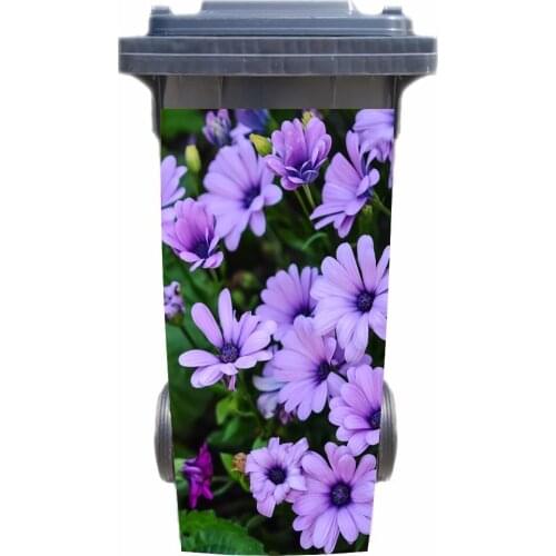 DIY 3D Wild chrysanthemum removable Waterproof Sticker Decals Rubbish bin trash can Cover sticker poster 120liter 240liter