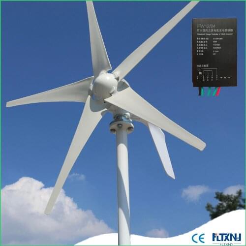 Horizontal axis 400W 5blades permanent magnet generatorwith 12v24v automatic applicable controller