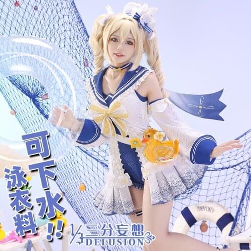 Game Genshin Impact Barbara Shining Concerto Swimsuit Swimwear Cosplay Costume Halloween Carnival Dailydress Party Outfit