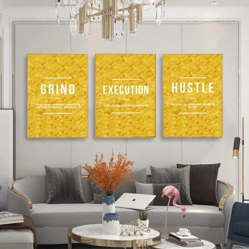 Grind Hustle Canvas Posters Motivational Wall Art Quote Nordic Prints Wall Pictures for Living Room Home Wall Cuadros Decoration