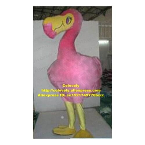 Pink Ostrich Toco Toucan Hornbill Toucan Bird Mascot Costume With Long Pink Neck Fat Belly Yellow Claws No.5063