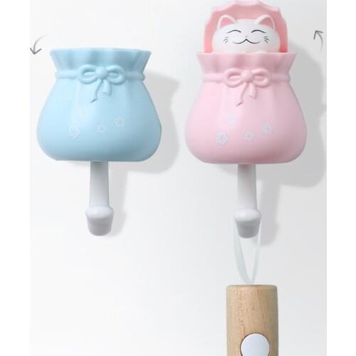 Creative Cat Strong Sticky Hooks For Hanging Keys Coats Bag Umbrella Towel Scarves Hats Bathrobes Sponges Housekeeper On Wall