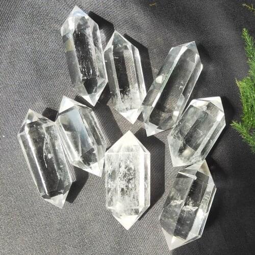 Crystal Wand Natural Clear Quartz Double Arrow point Gemstone Tower Healing Ornament for Home Decor Energy