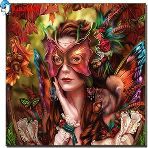 Full Drill Mask Woman Mosaic Round Diamond Painting Diamond Embroidery Cross Stitch Kit Diamond Art Steampunk Fairy puzzle decor