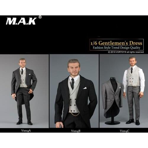 V1014A/B/C 1/6 Male Gentlemens Royal Wedding Suit Clothes Set Dark Gray/Light Grey/Black Colors for 12'' Narrow Shoulder Body