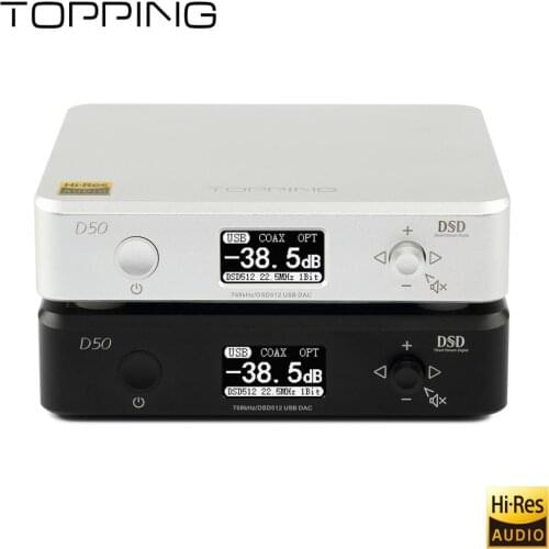 TOPPING D50S Desktop DAC Decoder HIFI Fever USB, Coaxial, Optical, DSD512 Hard Solution XMOS(XU208) 2x ES9038Q2M OPA1612
