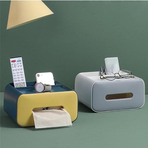 Nordic Style Paper Tissue Box Home Office Multi-Function Desktop Storage Box for Remote Control Glasses Watch Bedroom Organizer