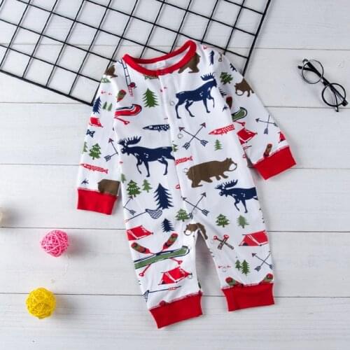 Newest Newborn Kids Baby Animal Print Romper Christmas White Jumpsuit Bebe Children Clothes