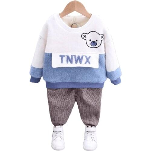 New Autumn Winter Baby Boys Girls Clothes Children Thick Cotton T Shirt Pants 2Pcs/sets Toddler Fashion Costume Kids Tracksuits