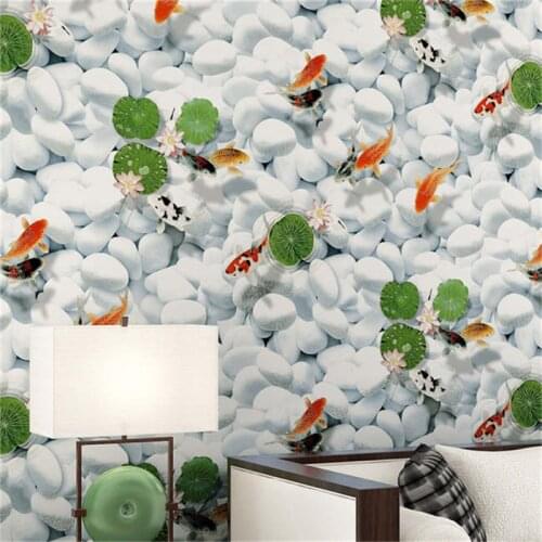 Beibehang Goldfish pebbles Wallpaper for Living Room Wallpaper For Wall papel de parede 3d papier peint Home Decoration flooring